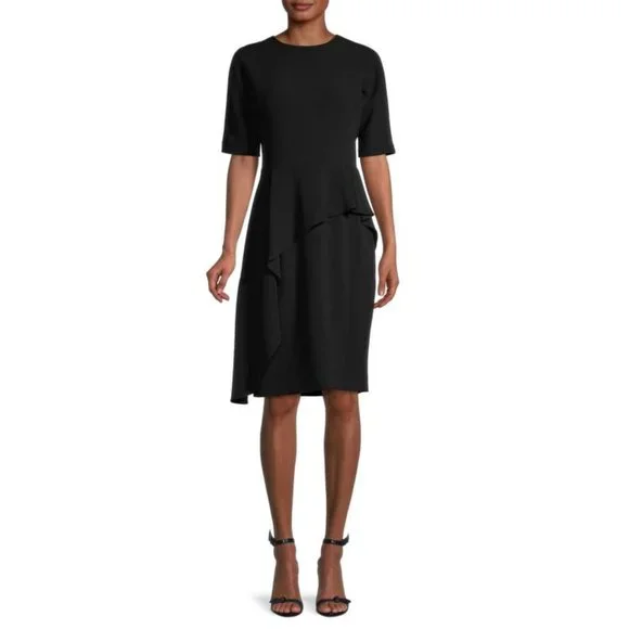 NWT Teri Jon Crepe Asymmetrical Peplum Dress 2